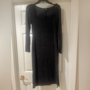 Lulus Grey Long Sleeve Sweater Dress